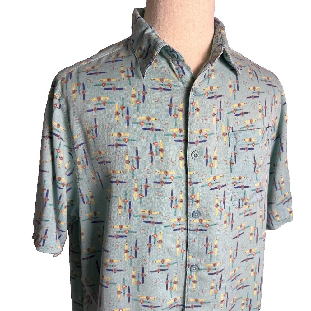 Vintage Silk Brand Men's Casual Button Down Sz XXL 100% Silk Watches Timepieces
